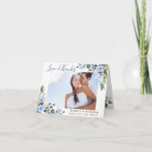 Elegant Eucalyptus Stoffig Blauw Rozen Eenvoudige Bedankkaart (Voorkant)