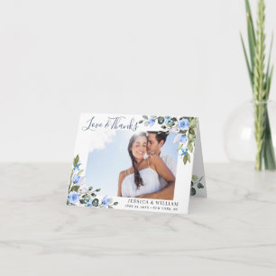 Elegant Eucalyptus Stoffig Blauw Rozen Eenvoudige  Bedankkaart