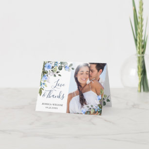 Elegant Eucalyptus Stoffig Blauw Rozen FOTO Eenvou Bedankkaart