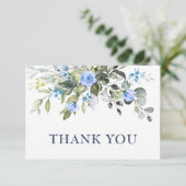 Elegant Eucalyptus Stoffig Blauw Rozen Groen Boho Bedankkaart (Staand voorkant)