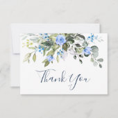 Elegant Eucalyptus Stoffig Blauw Rozen Groen Boho Bedankkaart (Voorkant)