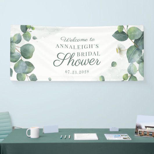Elegant Eucalyptus Succulent Foliage Vrijgezellenf Spandoek (Beurs)
