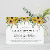 Elegant Eucalyptus & Sunflower Celebration of Life Kaart (Staand voorkant)