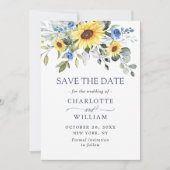 Elegant Eucalyptus Sunflower Floral Weddenschap Sa Save The Date (Voorkant)