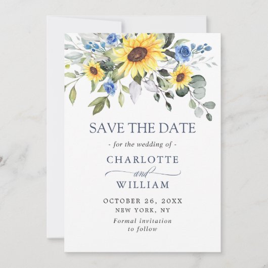 Elegant Eucalyptus Sunflower Floral Weddenschap Sa Save The Date (Voorkant)
