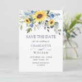 Elegant Eucalyptus Sunflower Floral Weddenschap Sa Save The Date (Staand voorkant)