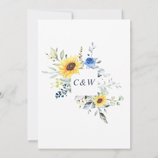 Elegant Eucalyptus Sunflower Floral Weddenschap Sa Save The Date (Achterkant)