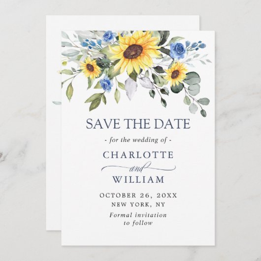 Elegant Eucalyptus Sunflower Floral Weddenschap Sa Save The Date (Voorkant / Achterkant)