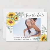 Elegant Eucalyptus Sunflower Floral Weddenschap Sa Save The Date (Voorkant)