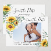 Elegant Eucalyptus Sunflower Floral Weddenschap Sa Save The Date (Voorkant / Achterkant)