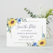 Elegant Eucalyptus Sunflower Floral Wedding Save The Date (Staand voorkant)