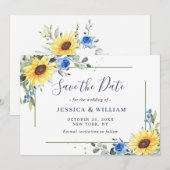 Elegant Eucalyptus Sunflower Floral Wedding Save The Date (Voorkant / Achterkant)