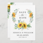 Elegant Eucalyptus Sunflower Floral Wedding Save The Date (Voorkant / Achterkant)