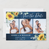 Elegant Eucalyptus Sunflower Floral Wedding Save The Date (Voorkant)