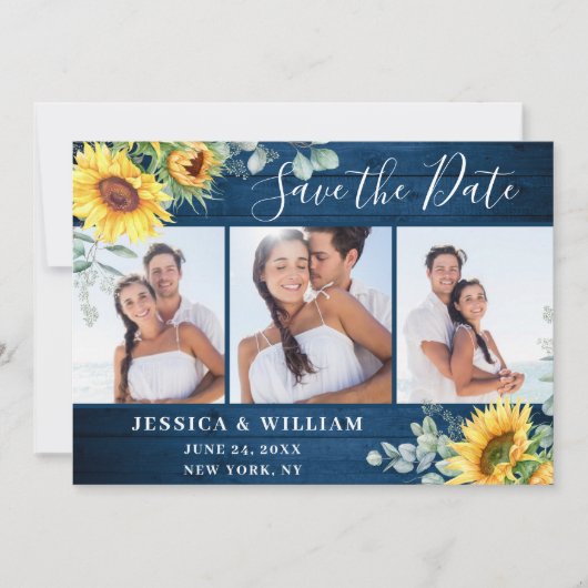 Elegant Eucalyptus Sunflower Floral Wedding Save The Date (Voorkant)