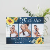 Elegant Eucalyptus Sunflower Floral Wedding Save The Date (Staand voorkant)