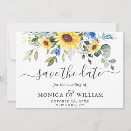 Elegant Eucalyptus Sunflower Floral Wedding Save The Date