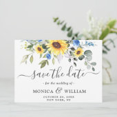 Elegant Eucalyptus Sunflower Floral Wedding Save The Date (Staand voorkant)