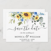 Elegant Eucalyptus Sunflower Floral Wedding Save The Date (Voorkant / Achterkant)