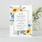 Elegant Eucalyptus Sunflower Floral Wedding Save The Date (Staand voorkant)