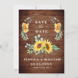 Elegant Eucalyptus Sunflower Floral Wedding Save The Date