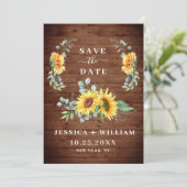 Elegant Eucalyptus Sunflower Floral Wedding Save The Date (Staand voorkant)