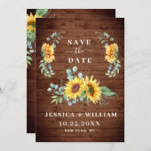 Elegant Eucalyptus Sunflower Floral Wedding Save The Date (Voorkant / Achterkant)