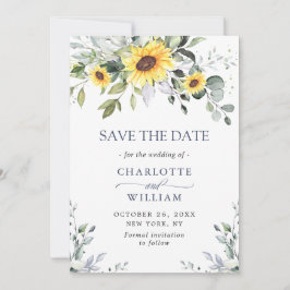 Elegant Eucalyptus Sunflower Floral Wedding Save The Date
