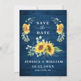 Elegant Eucalyptus Sunflower Floral Wedding Save The Date
