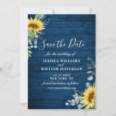 Elegant Eucalyptus Sunflower Floral Wedding Save The Date (Achterkant)