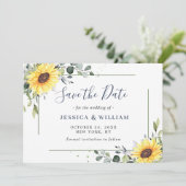 Elegant Eucalyptus Sunflower Floral Wedding Save The Date (Staand voorkant)
