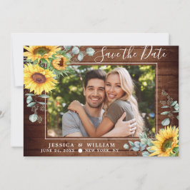 Elegant Eucalyptus Sunflower Floral Wedding Save The Date
