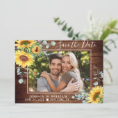 Elegant Eucalyptus Sunflower Floral Wedding Save The Date (Staand voorkant)