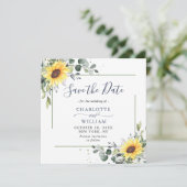 Elegant Eucalyptus Sunflower Floral Wedding Save The Date (Staand voorkant)