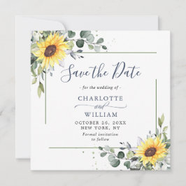 Elegant Eucalyptus Sunflower Floral Wedding Save The Date