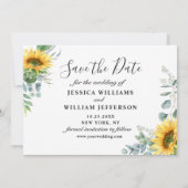 Elegant Eucalyptus Sunflower Floral Wedding Save The Date (Achterkant)