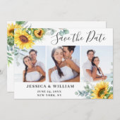 Elegant Eucalyptus Sunflower Floral Wedding Save The Date (Voorkant / Achterkant)