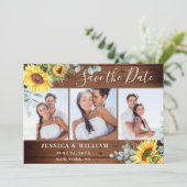 Elegant Eucalyptus Sunflower Floral Wedding Save The Date (Staand voorkant)