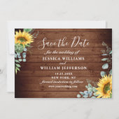 Elegant Eucalyptus Sunflower Floral Wedding Save The Date (Achterkant)