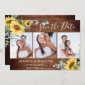 Elegant Eucalyptus Sunflower Floral Wedding Save The Date (Voorkant / Achterkant)