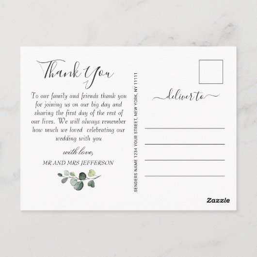 Elegant Eucalyptus Sunflower Florenz Briefkaart (Achterkant)