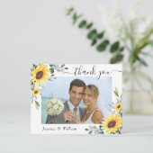 Elegant Eucalyptus Sunflower FOTO Dank u wel Briefkaart (Staand voorkant)