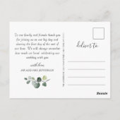 Elegant Eucalyptus Sunflower FOTO Dank u wel Briefkaart (Achterkant)