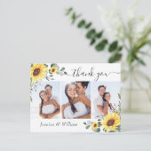 Elegant Eucalyptus Sunflower FOTO Dank u wel Briefkaart (Staand voorkant)