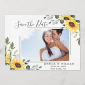 Elegant Eucalyptus Sunflower FOTO Weddenschap Save The Date (Voorkant / Achterkant)