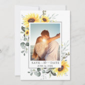 Elegant Eucalyptus Sunflower FOTO Weddenschap Save The Date (Voorkant)