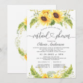 Elegant Eucalyptus Sunflower Virtueel Vrijgezellen Kaart (Voorkant / Achterkant)