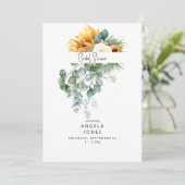 Elegant Eucalyptus Sunflower Vrijgezellenfeest Kaart (Staand voorkant)