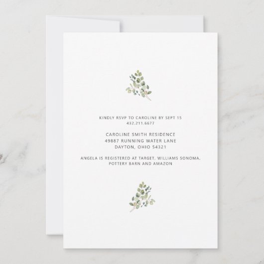 Elegant Eucalyptus Sunflower Vrijgezellenfeest Kaart (Achterkant)