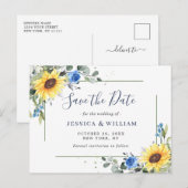 Elegant Eucalyptus Sunflower Wedding Save the Date Aankondigingskaart (Voorkant / Achterkant)